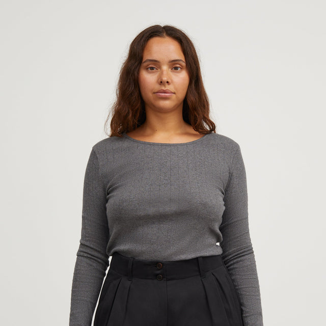 Edie Bluse Dark Grey Melange /Mørkegrå