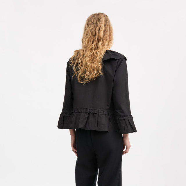 Rimini flounce bluse Sort