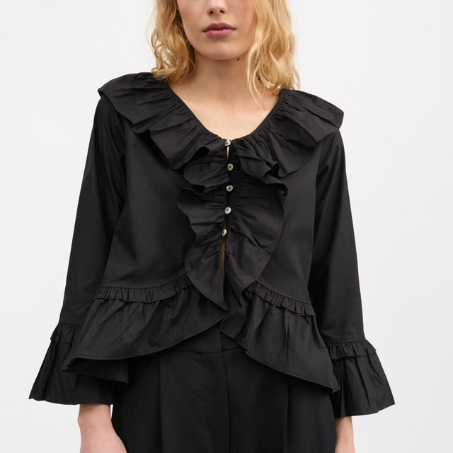 Rimini flounce bluse Sort