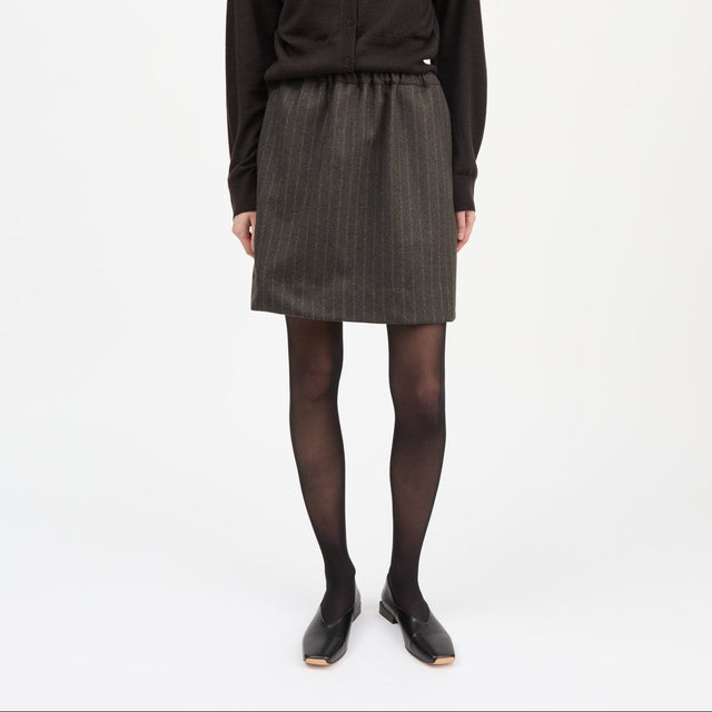 Marcella Skirt Brown/Black Pinstripe