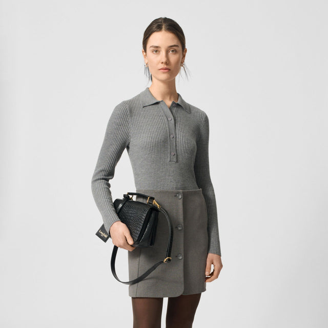 Lisa Polo Blouse Grey Melange