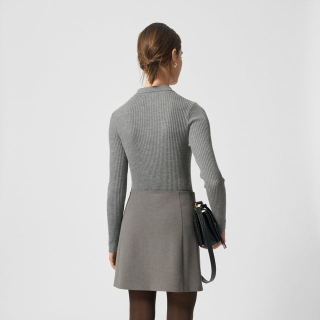 Lisa Polo Blouse Grey Melange