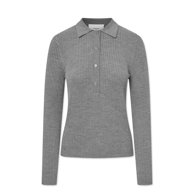 Lisa Polo Bluse Grå Melange