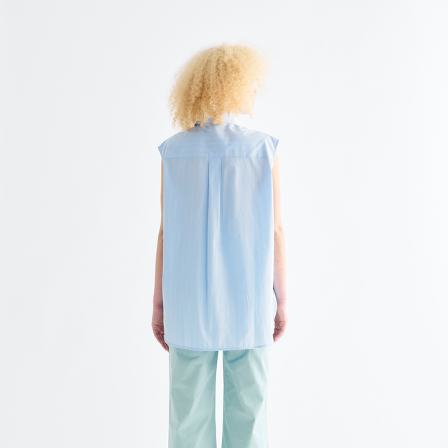 Brooklyn Ærmeløs Skjorte Lyseblå/striber