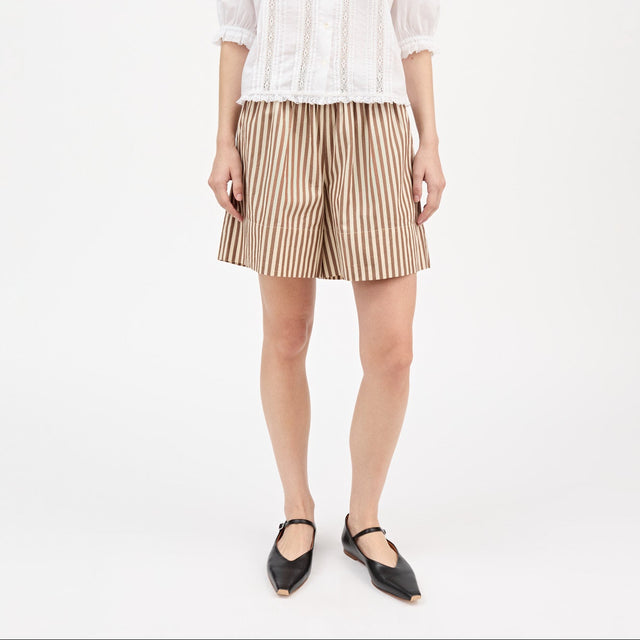 Vetiver Shorts Brown/Ecru stripe