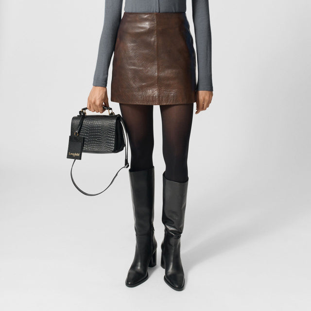 Irina skind nederdel brun