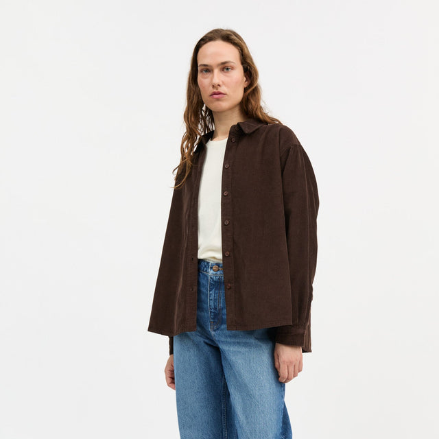 Millington Skjorte Fløjl Mørkebrun