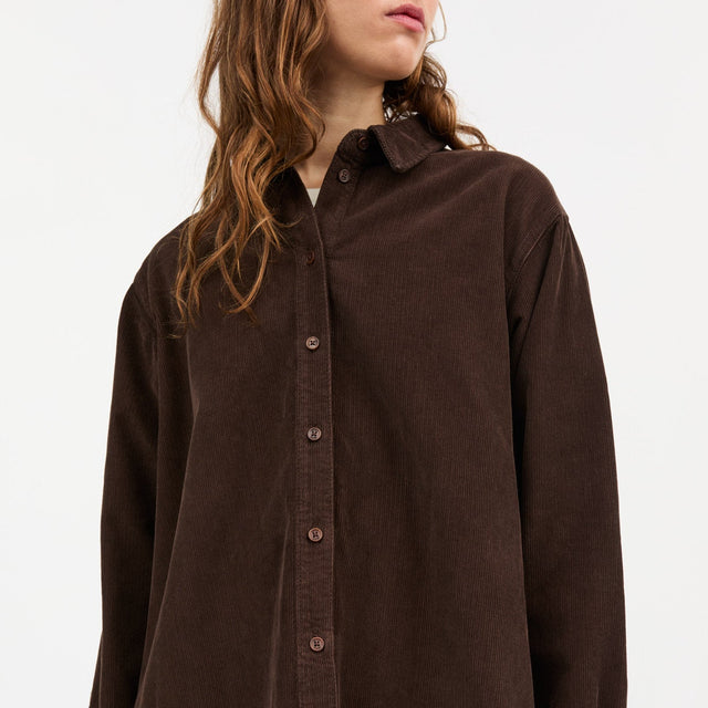 Millington Skjorte Fløjl Mørkebrun