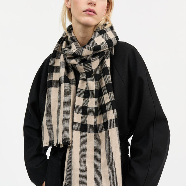 Nadelle Uld Tørklæde Sort/Beige