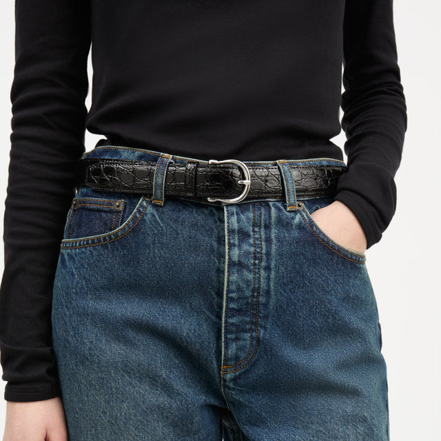 Casual Belt Croco Sort