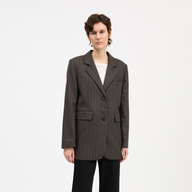 Joan Blazer Brown/Black Pinstripe
