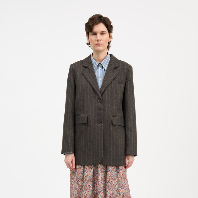 Joan Blazer Brown/Black Pinstripe