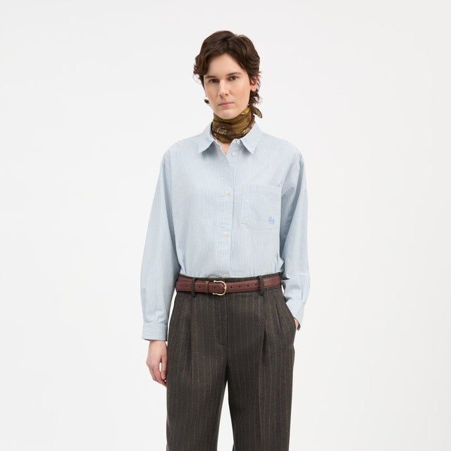 Edgar Skjorte oxford Light blue/White stripe