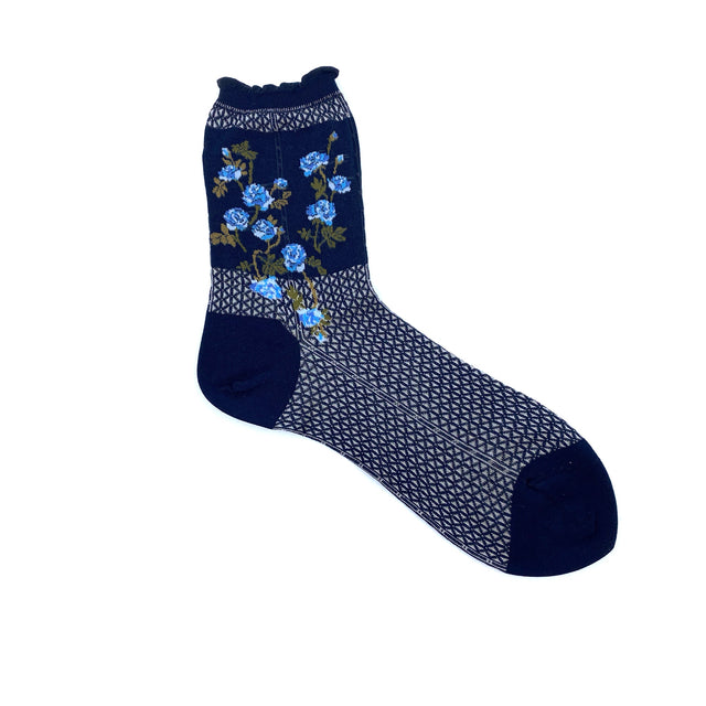 AM-812 Flowers On Basket, Navy
