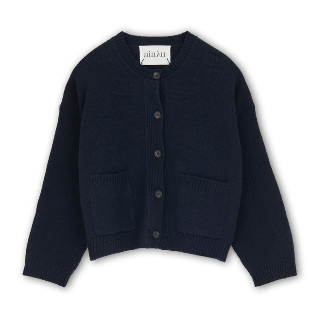 Aiayu Cobe Cardigan Sort / Navy - Strik i Mørkeblå (Black Blue) Køb strik hos Adelie. Dametøj på nørrebro og onlline til hele Danmark