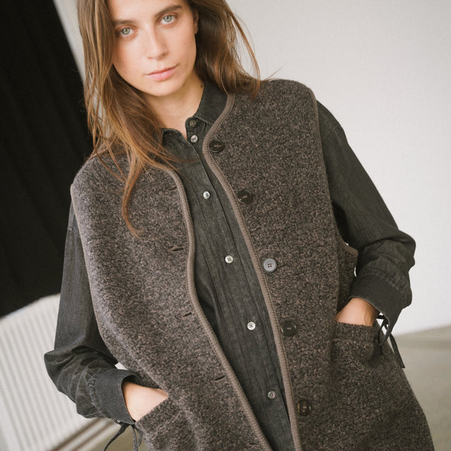 Casi Teddy Vest Mørkegrå