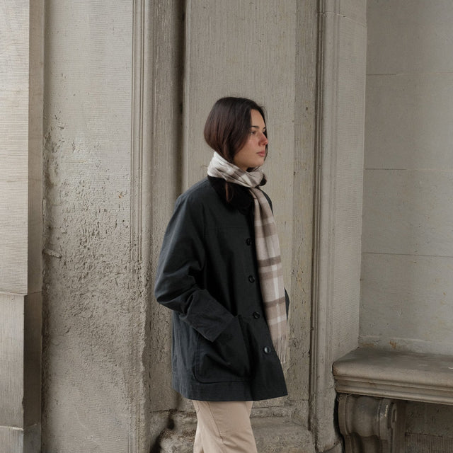 Cashmere Woven Scarf Checked Sand