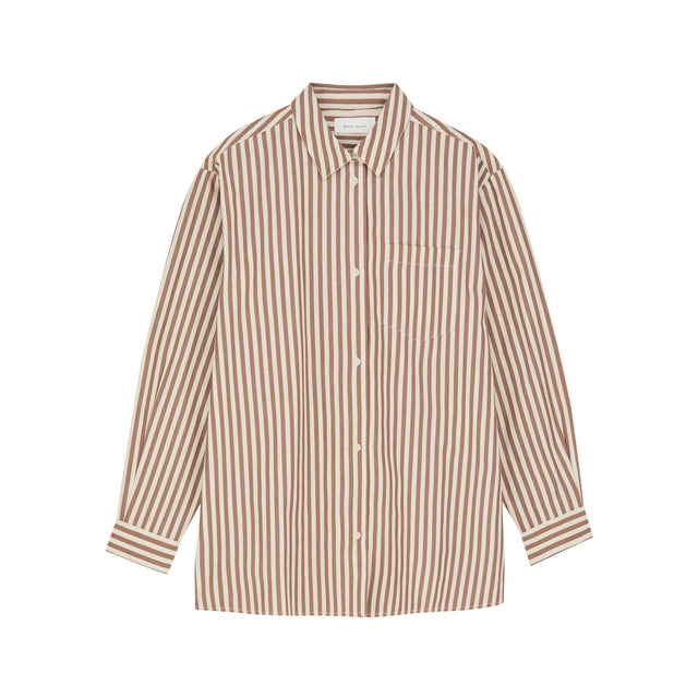 Edgar Skjorte Brown/Ecru stripe