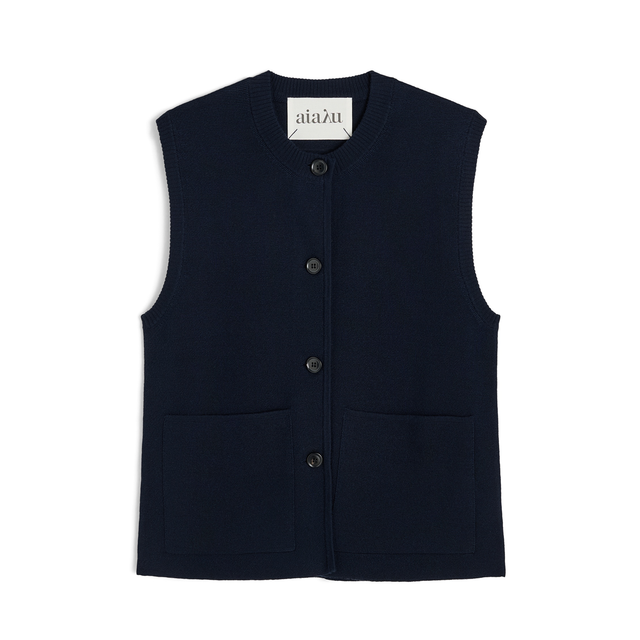 Elva Vest Merino Uld Navy
