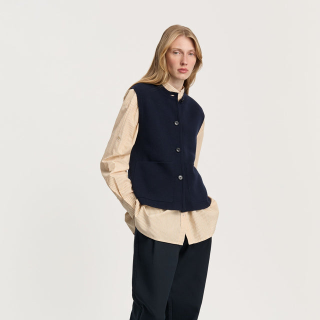 Elva Vest Merino Wool Navy