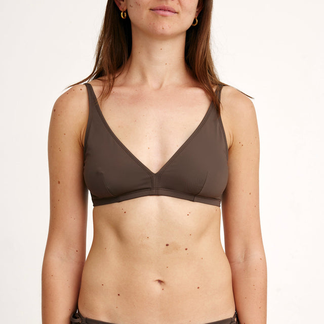 Shoulder Strap Bikini Top Brun