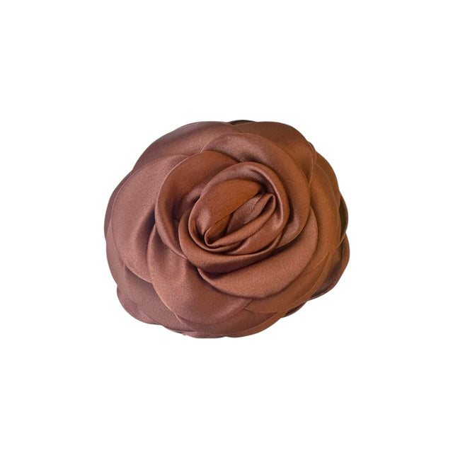 Stor Satin Rose Hårklemme Brun