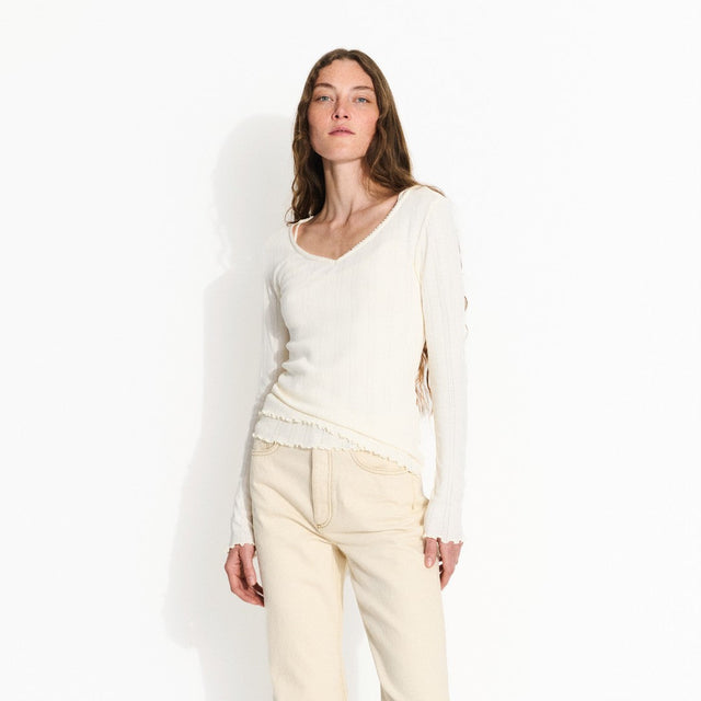 June V-Bluse Ecru