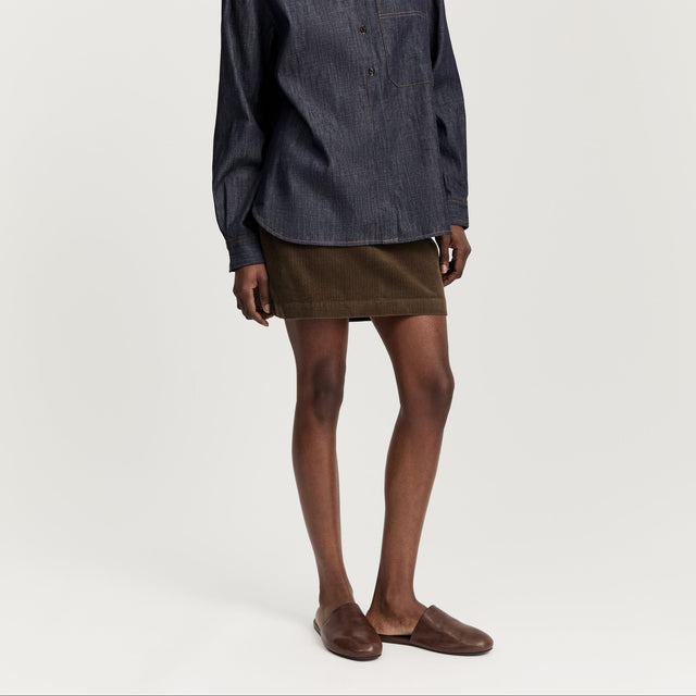 Mini Fløjls Nederdel Bark