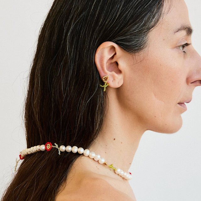 Brown Florecita Ear Stick