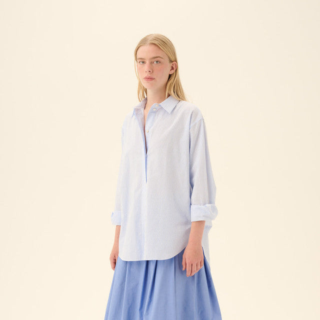 Shelby Skjorte Hvid/Blå Striber