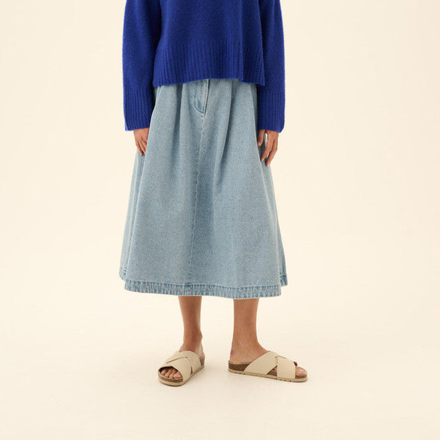 Pen Denim Nederdel Blå