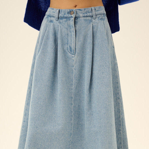 Pen Denim Nederdel Blå