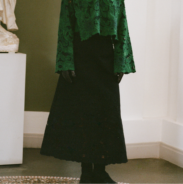 Ceci Broderet Nederdel Sort