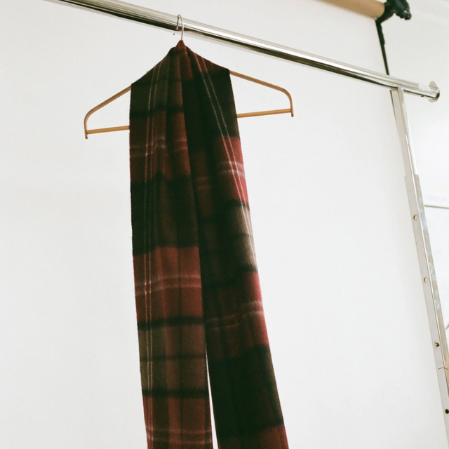Cashmere Woven Scarf Checked Bordeaux