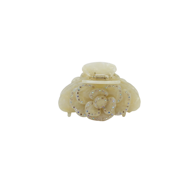 Rose Hair Clip Ivory Marble