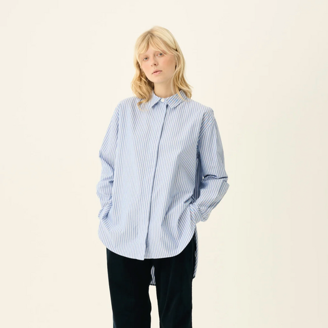 Shelby Oxford Skjorte Stripe Blå/Hvid