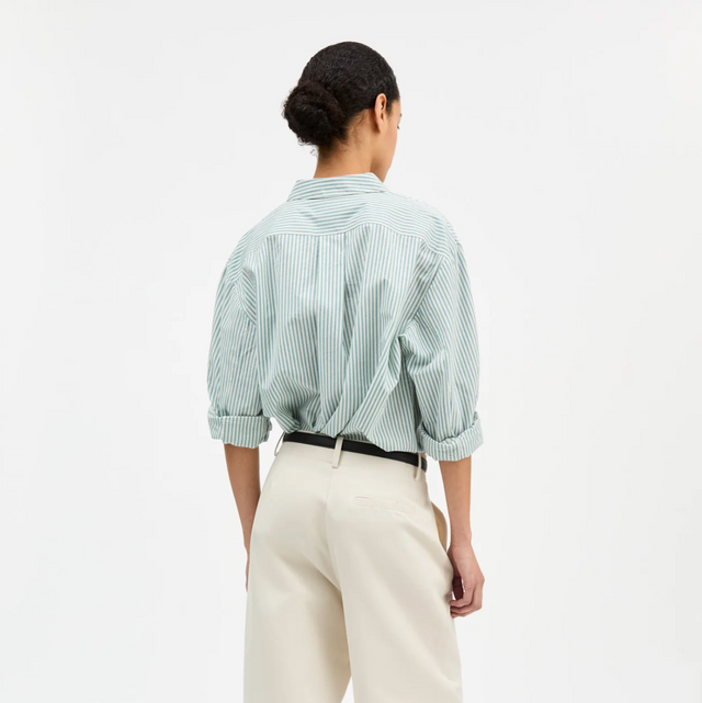 Edgar Skjorte Striber Hvid/Lyseblå