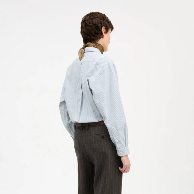 Edgar Skjorte oxford Light blue/White stripe