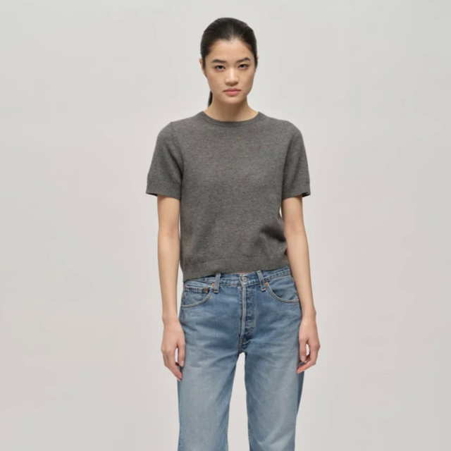 Kortærmet Cashmere Dark Camel / Brun