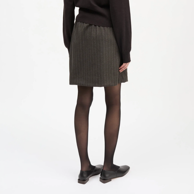 Marcella Skirt Brown/Black Pinstripe