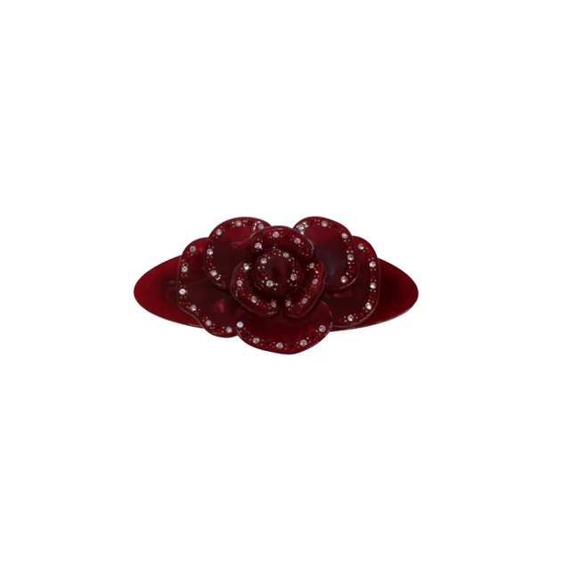 Rose Hair Clip Ruby Red