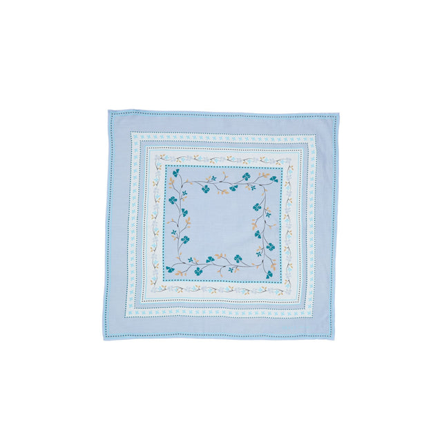 Floral Tørklæde Aqua 55x55