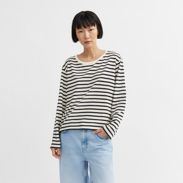 Loui oversized bluse Navy/Hvid
