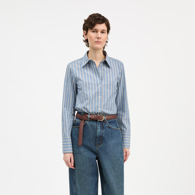 Fauna Skjorte Blue/Black/White stripe