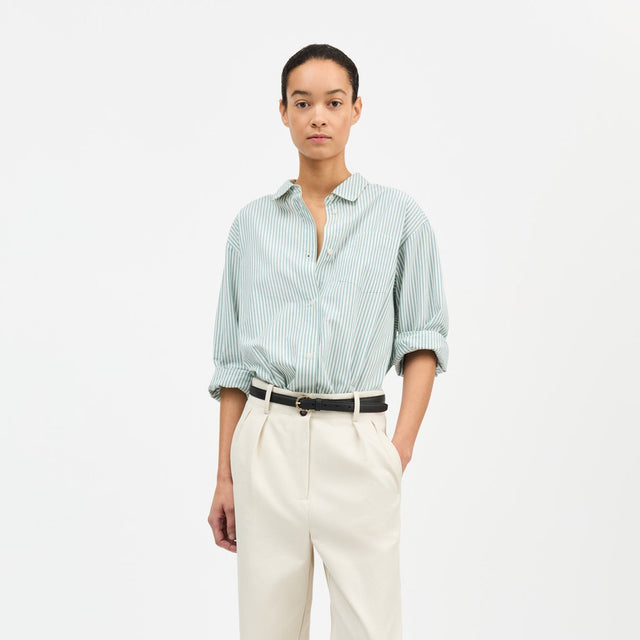 Edgar Skjorte Striber Hvid/Lyseblå