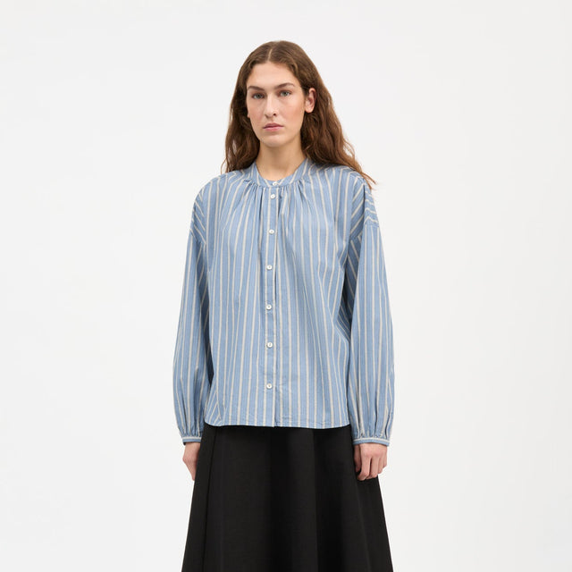 Cilla Skjorte Blue/Black/White stripe
