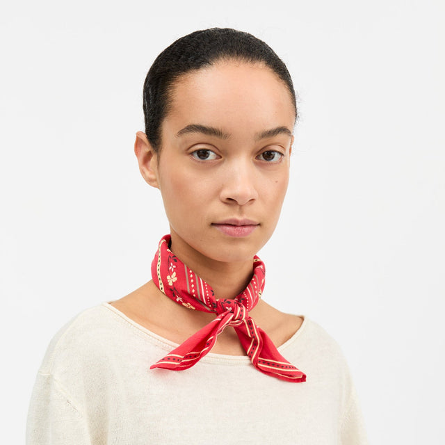 Floral Tørklæde Rød 55x55