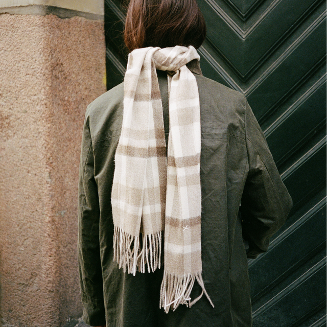 Cashmere Woven Scarf Checked Sand