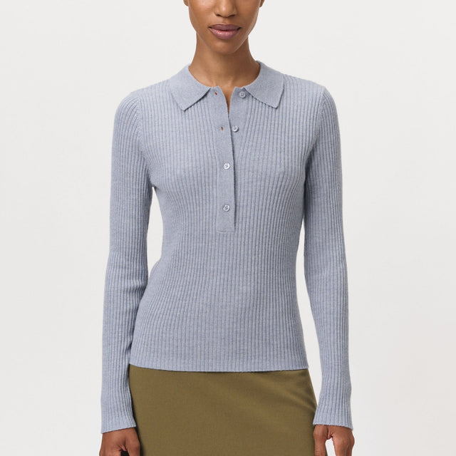 Lisa Polo Blouse Grey Melange