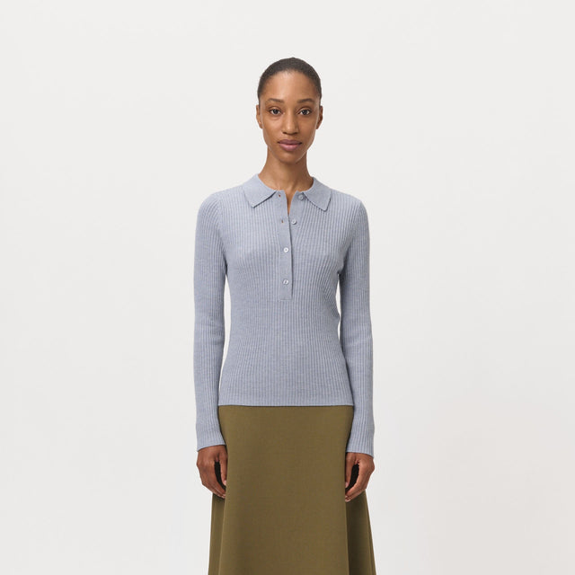 Lisa Polo Blouse Grey Melange